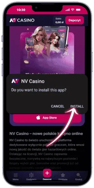 NV Casino Potwierdź instalację aplikacji
