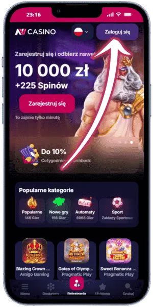 NV casino Znajdź przycisk logowania na stronie głównej